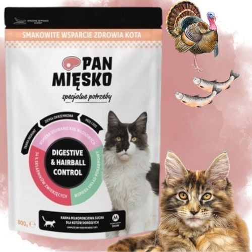 sucha karma dla kota pan mięsko digestive & hairball control 800 g specjal na Arena.pl