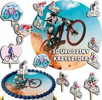 ZESTAW OPŁATEK NA TORT 20CM + TOPPERY PAPIEROWE - ROWER HOBBY 15CM 18CM