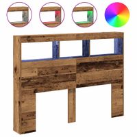 Zagłówek z półkami i LED, stare drewno, 140x17x102 cm