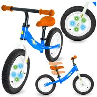 ROWEREK BIEGOWY NIEBIESKI POMPOWANE KOŁA 12" ŚWIECĄCE LED SOLIDNY JEŹDZIK