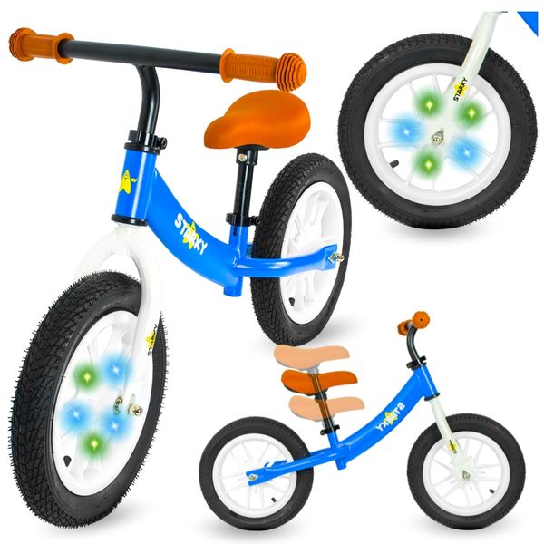 ROWEREK BIEGOWY NIEBIESKI POMPOWANE KOŁA 12" ŚWIECĄCE LED SOLIDNY JEŹDZIK zdjęcie 1