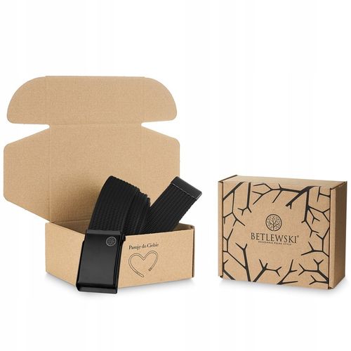 BETLEWSKI pasek do spodni męski parciany pas czarny materiałowy duża na Arena.pl