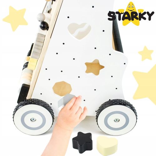 Jeździk pchacz drewniany chodzik dla dziecka dzieci tablica manipulacyjna na Arena.pl