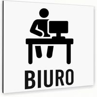 Tabliczka DIBOND NAPIS BIURO BIAŁA Tablica nierdzewna NADRUK UV PIKTOGRAM