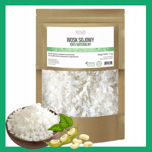 WOSK SOJOWY DO ŚWIEC 1KG Naturalny Świece Sojowe Premium SENZI na Arena.pl