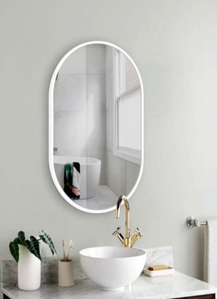Lustro Elipsa 75x40cm białe ścienne owalne łazienkowe do salonu sypialni loftowe Industrialne minimalistyczne zdjęcie 5
