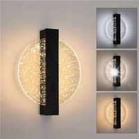 LAMPA LED KINKIET SCIENNY CZARNY AKRYLOWY OKRĄGŁY NOWOCZESNA DO SALONU 12W