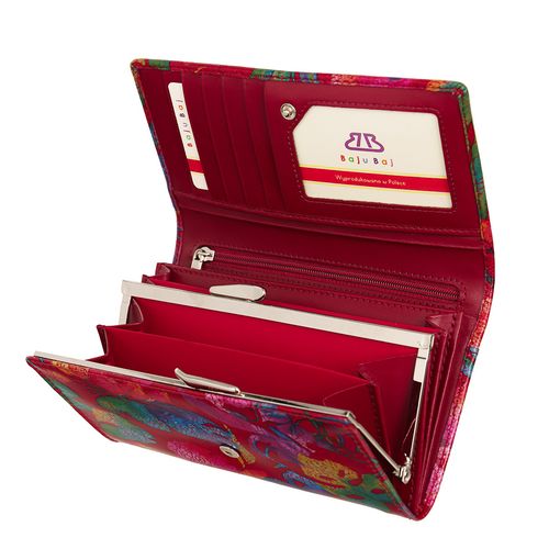 Czerwony duży portfel damski z biglem BajuBaj ze skóry licowej PD1602s116 na Arena.pl