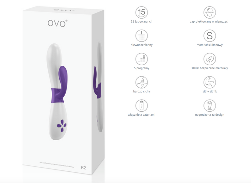 Wibrator Ze Stymulatorem Łechtaczki  Ovo K2 Rabbit Lilac White zdjęcie 5