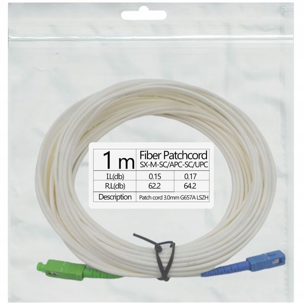 Patchcord światłowód kabel SC/APC-SC/UPC 1m simple zdjęcie 1