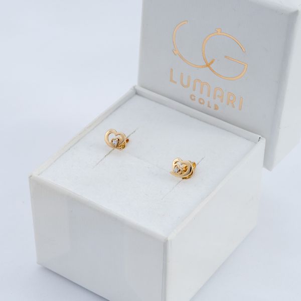 Złote Kolczyki Sztyfty Serce zdjęcie 2