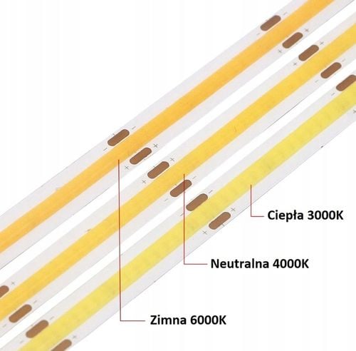 Taśma LED COB 12V 480 diod na metr Neon Neutralny 5m linia światła LED na Arena.pl