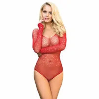 subblime 952303 body damskie z połyskiem, odkryte ramiona, czerwone,