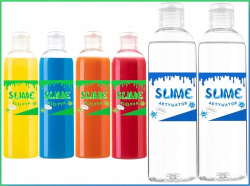 ZESTAW SLIME 4 x kolorowy KLEJ PVA AKTYWATOR GLUT NA PREZENT na Arena.pl