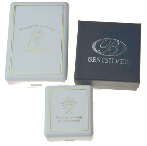 ŁAŃCUSZEK SREBRNY Z Medalikiem Jezus 925 55CM Komplet DLA CHŁOPCA KOMUNIA na Arena.pl