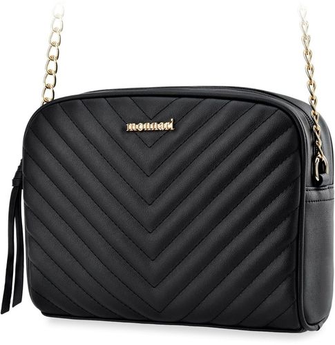 MONNARI Czarna PIKOWANA TOREBKA Listonoszka DAMSKA NA ŁAŃCUSZKU Pojemna na Arena.pl