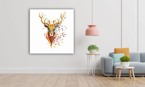 OBRAZ NA PŁÓTNIE 025 Geometryczny jeleń 50x50cm na Arena.pl