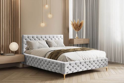 Eleganckie Łóżko Pikowane Nemo 120x200 Jasno Szary na Arena.pl