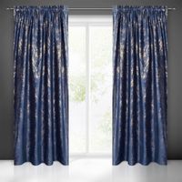 Zasłona gotowa na taśmie KORNELIA 140x270 Eurofirany granatowy/złoty