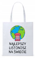 Dla Listonosza Prezent Torba Eco Biała Shopper Z Nadrukiem Ze Zdjęciem