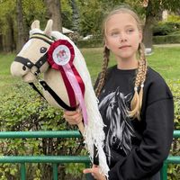 HOBBY HORSE A4 koń na kiju beżowy "Sunny Palomino" kantar wodze w ZESTAWIE