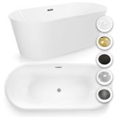 Wanna wolnostojąca biała owalna Akrylowa 170 x 80 cm + syfon JUPITER KOLORY