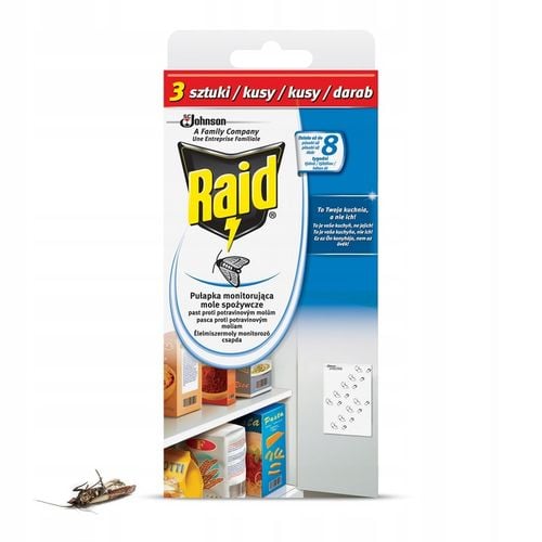 3X RAID PUŁAPKA NA MOLE SPOŻYWCZE DO SPIŻARNI KUCHNI 9 SZT DZIAŁANIE 8 na Arena.pl