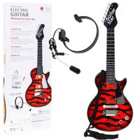 Elektryczna Gitara Dla Dzieci 3+ Czerwony + Słuchawki Z Mikrofonem + Dźwi