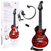 Elektryczna Gitara Dla Dzieci 3+ Czerwony + Słuchawki Z Mikrofonem + Dźwi