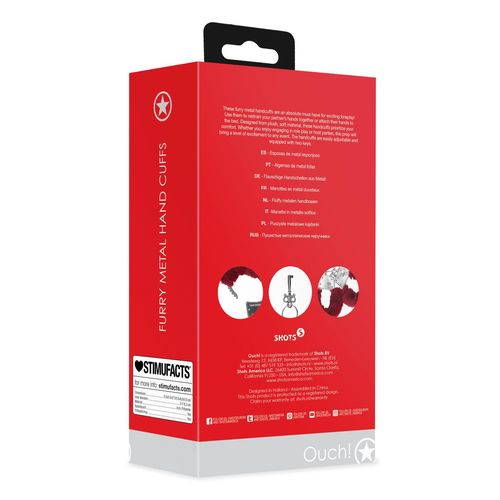 furry metal hand cuffs - red na Arena.pl