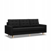 KANAPA ELMA Styl Skandynawski Rozkładana Wygodna PLECIONKA PIANKA CZARNA