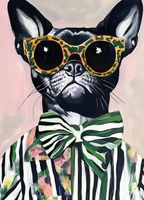 Plakat 13x18cm Portret Zwierząt | Buldog w Okularach | Pop Art