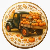 CIASTKO LUKROWANE PAMPKIN SHOP ROZ.L KOŁO JESIEŃ RĘCZNIE ROBIONE