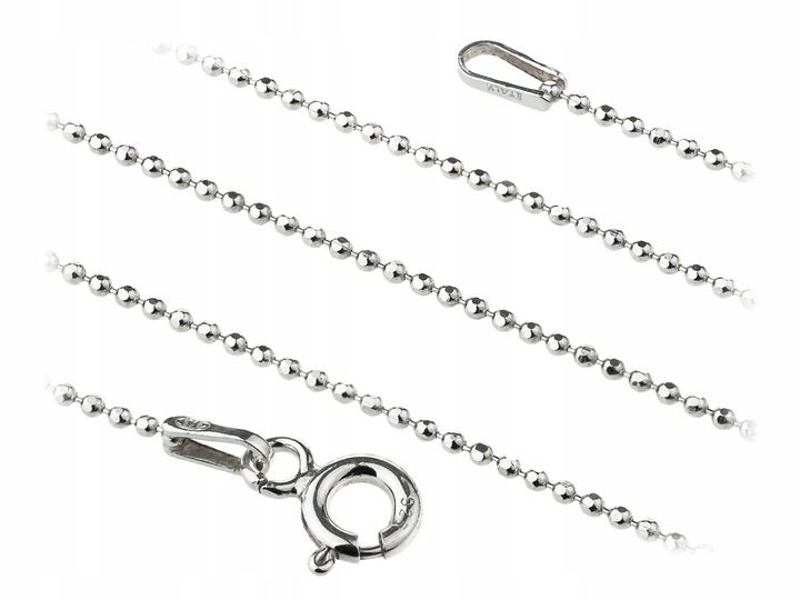 Krótki Srebrny Łańcuszek Kulkowy Diamentowany Kulki 1mm Ozdobny Choker 40cm zdjęcie 2