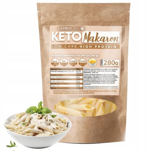 KETO MAKARON PENNE Dieta ketogeniczna CambioLabs bez cukru i węglowodanów na Arena.pl