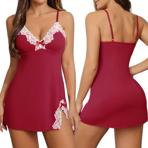 SEKSOWNA KOSZULA NOCNA PIŻAMA DAMSKA KOMPLET KORONKA SEXY WALENTYNKI na Arena.pl