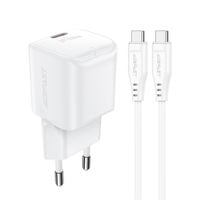 mini ładowarka sieciowa pd 20w gan + kabel usb-c biała