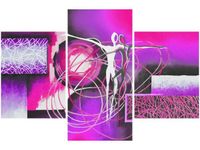 90X60CM OBRAZ TAŃCZĄCE POSTACIE FIOLECIE TRZY OBRAZY