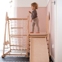 Domowy plac zabaw Mamabrum drewniany 5w1 ze zjeżdżalnią i huśtawką