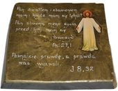 Ikona Jezus Chrystus cytat ręcznie pisany reliefem wypukłym prezent