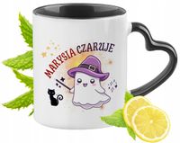 Kubek Czarny Z Uszkiem W Kształcie Serca Dla Marysi Idealny Na Prezent