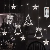 Niskonapięciowe lampki sople 120 LED zimne 3 m z pilotem do dekoracji zimowych