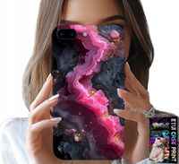 ETUI DO IPHONE ( 7 PLUS ) - RÓŻOWY MARMUREK PLECKI, MODNE WZORY