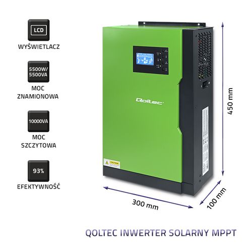 Qoltec Hybrydowy inwerter solarny Off-Grid 5,5kW | 100A | 48V | MPPT | Sinus na Arena.pl