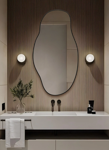 Lustro ścienne asymetryczne 40x75 cm - Czarna rama na Arena.pl