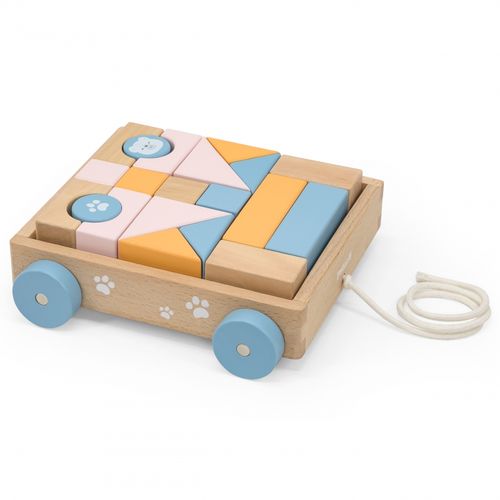 VIGA PolarB Drewniany Wózek do Ciągnięcia + Klocki 21 el. na Arena.pl