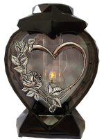 Wyjątkowy znicz solarny w kształcie serca z aplikacją srebrny