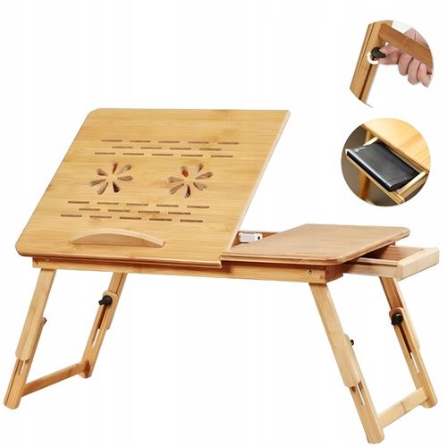 Stolik pod Laptopa bambusowy do Łóżka Taca Podstawka Regulowana Skladana na Arena.pl