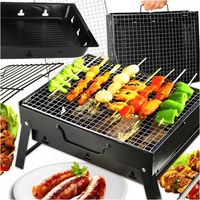 GRILL WĘGLOWY OGRODOWY TURYSTYCZNY KEMPINGOWY SKŁADANY W WALIZCE ZE STALI