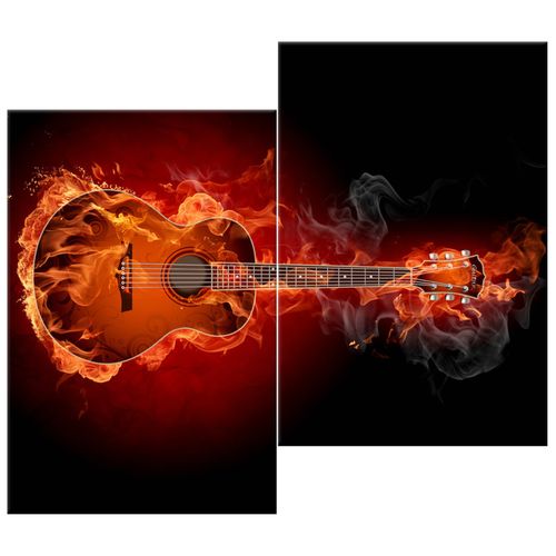 Obraz Na Ścianę 80X70 Płonąca Gitara Gitara W Ogn na Arena.pl